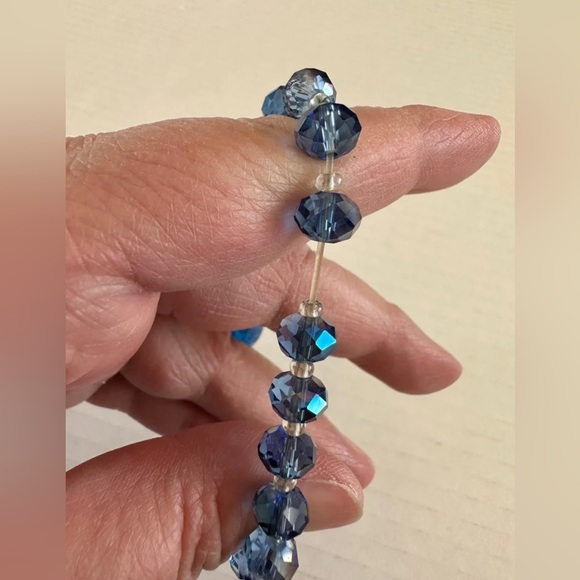 Blue Crystal Homemade Bracelet with Stretchy Band - Picture 8 of 8